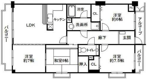 ルグラン帝塚山【6階】の間取り