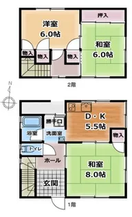 京都府舞鶴市字倉谷【一戸建】の間取り