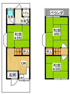 大阪府羽曳野市島泉7丁目【テラスハウス】の間取り