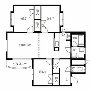 ラビリンス山の手【203号室】の間取り
