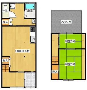 大阪府大阪市東成区中本1丁目【テラスハウス】の間取り