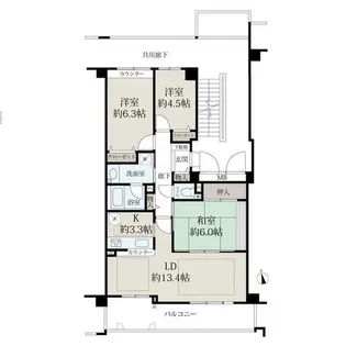 ローレルスクエア登美ヶ丘第Ⅰ期9番館【2階】の間取り