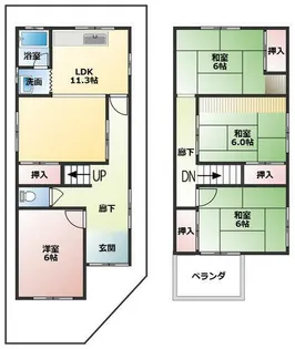 大阪府堺市西区堀上緑町1丁【一戸建】の間取り