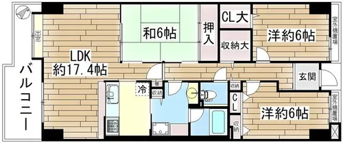 ルネ神戸北町Ⅰ【3階】の間取り