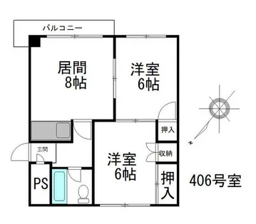 セラコーポB【406号室】の間取り