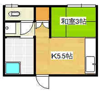 ワンルームハイツ三川【102号室】の間取り