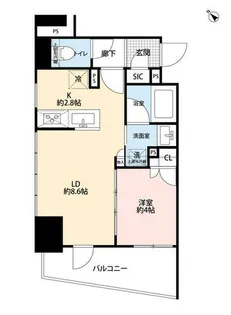 レーベン福岡天神ONE TOWER【708号室】の間取り