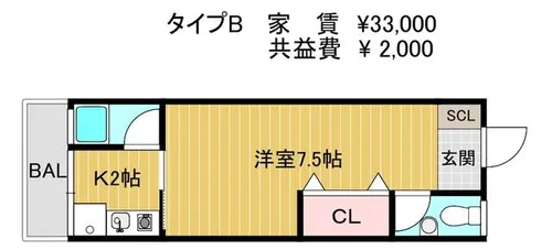 プレジール宮丘町【202号室】の間取り