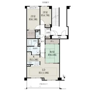 ローレルスクエア登美ヶ丘第Ⅰ期10番館【5階】の間取り