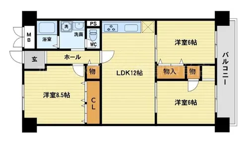 大阪府大阪市福島区福島6丁目【マンション】の間取り