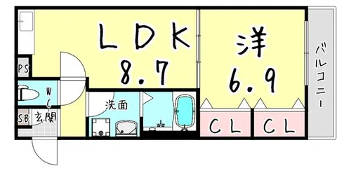 パレス武庫川【103号室】の間取り