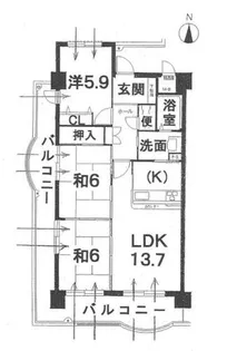 サンライズマンション岩出3【611号室】の間取り