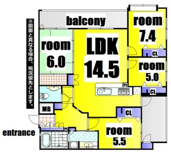 サンリヤン木町【1502号室】の間取り