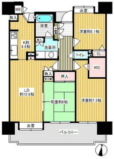 サンビューラ美しが丘【7階】の間取り