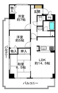 ライオンズマンション泉南樽井第2【702号室】の間取り