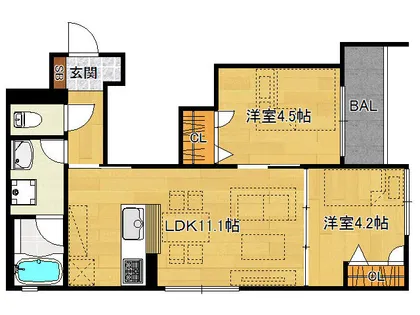 シャーメゾン三条太秦【2階】の間取り