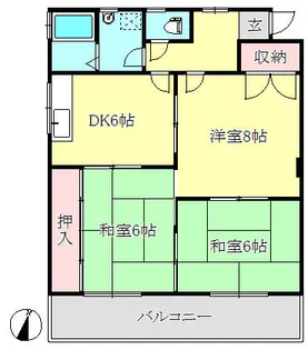観音山ハイツ 西棟【1階】の間取り