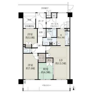 ローレルスクエア学研奈良登美ヶ丘第Ⅰ期【4階】の間取り