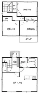 愛知県豊橋市東幸町字大山【一戸建】の間取り