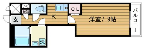 レーヴ朝日が丘【107号室】の間取り