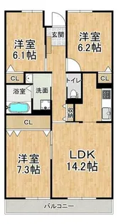 県営伊川谷第2高層住宅【9階】の間取り
