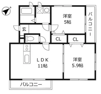 アクシス小倉南【301号室】の間取り