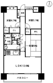 阪急西宮マンション【6階】の間取り