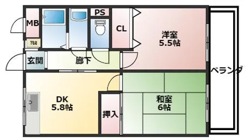マンションスカイ【308号室】の間取り