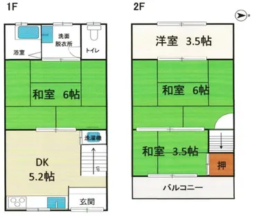 大阪府松原市天美南2丁目【テラスハウス】の間取り