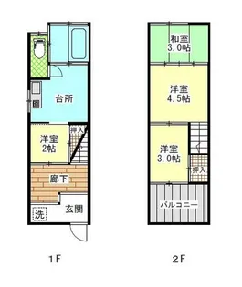 大阪府門真市石原町【テラスハウス】の間取り