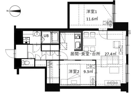 シルクヴェール城乾【203号室】の間取り