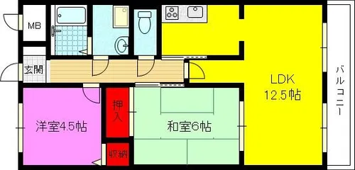 グランビューサン【405号室】の間取り