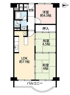 御影プライムハイツ【3階】の間取り