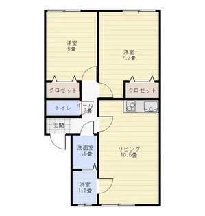 Pease久泉Ⅱ【201号室】の間取り