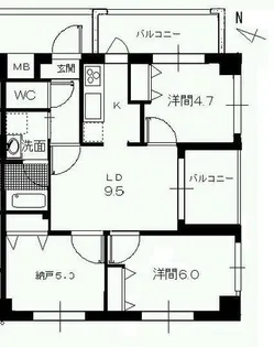 コウベアーバンⅢ【5階】の間取り