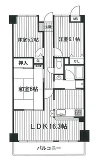 大阪府大阪狭山市茱萸木3丁目【マンション】の間取り