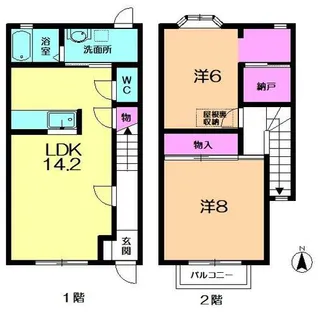 奈良県奈良市神功4丁目【テラスハウス】の間取り
