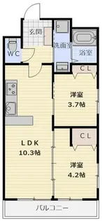 グランジュテ寺畑【401号室】の間取り