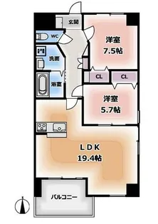 カーサエテルナ【2b号室】の間取り