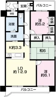 兵庫県姫路市野里【マンション】の間取り