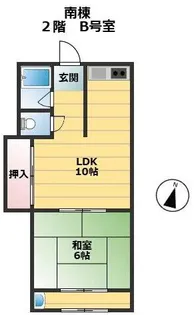 島上マンション 南棟【2号室】の間取り