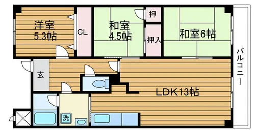 大阪府吹田市五月が丘北【マンション】の間取り