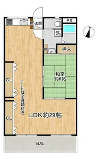 クローバーハイツ2号棟【4階】の間取り