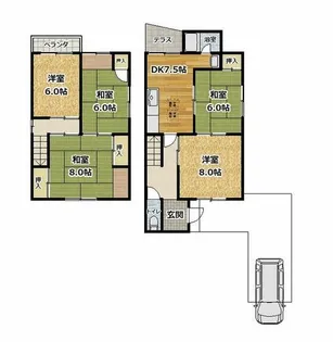 京都府京都市伏見区深草大亀谷西久宝寺町【一戸建】の間取り