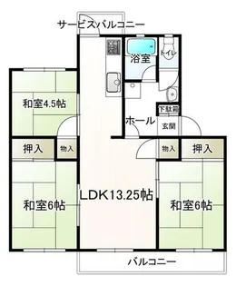 新金岡3丁1番E住宅8棟【4階】の間取り