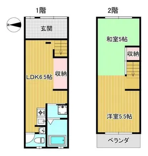 大阪府大阪市都島区都島中通3丁目【テラスハウス】の間取り