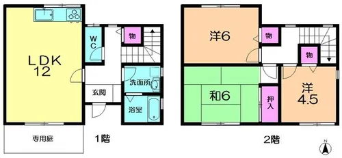 奈良県奈良市朱雀1丁目【テラスハウス】の間取り