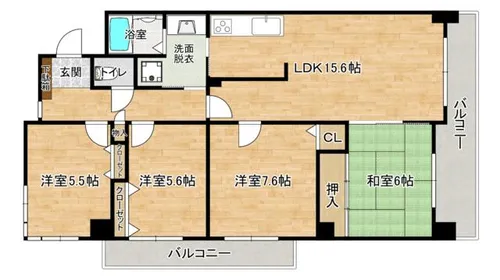 ディアヒルズ小倉井堀けやきが丘四番館【4階】の間取り