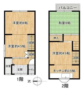 兵庫県尼崎市塚口本町5丁目【テラスハウス】の間取り