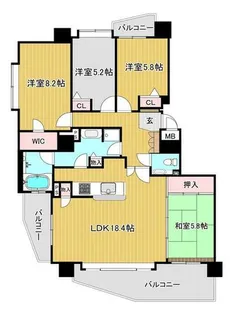 クリーンリバーフィネス桑園南【14階】の間取り